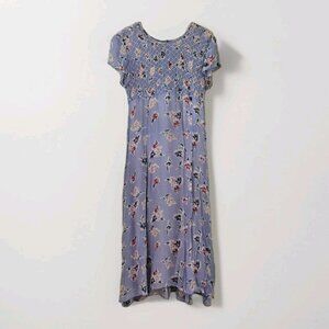 FairSet VTG Dress Women 10 SS Maxi Lined Floral Empir Waist Ties Flowy Cottage